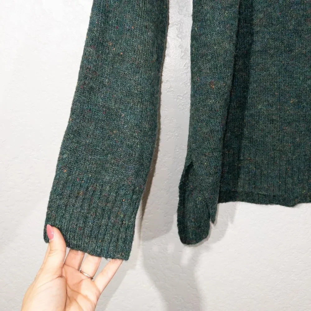 New Well Worn Green Wool Blend Nep Yarn Mock Neck‎ Sweater Size XL